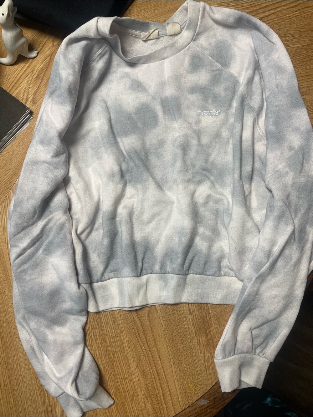 Levi's Women's Gray & White Tie-Dye Crewneck Sweatshirt